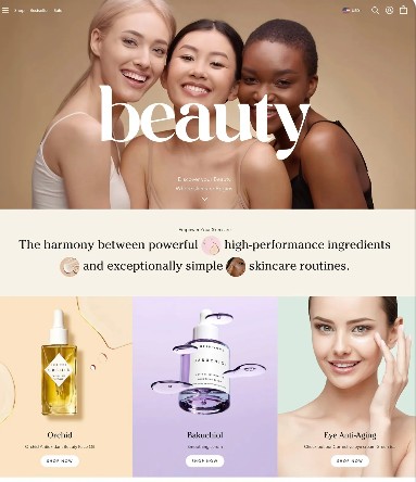 Shopify cosmetics store design example